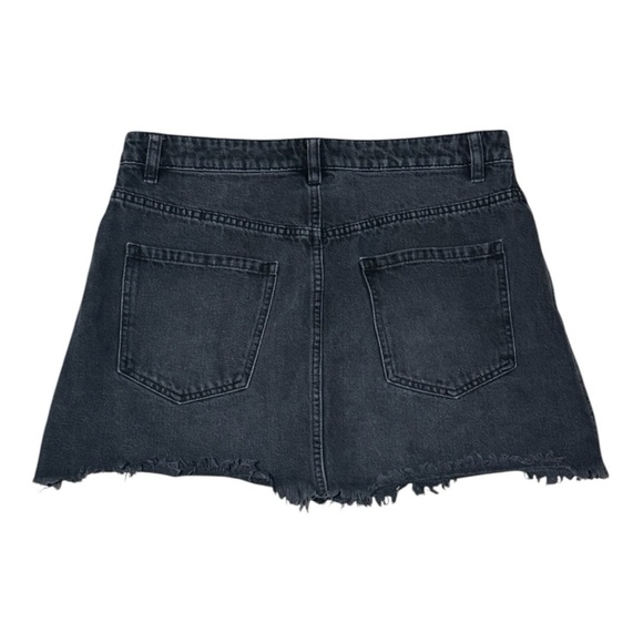 WE THE FREE People Black Denim Mini Skirt Zipper O Ring‎ Raw Fray Hem Size 30 - Picture 5 of 7